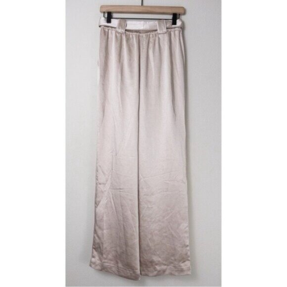NWT Generation Love Maria Belted Satin Pant XS Champagne Wide Leg High Waisted - Picture 7 of 8